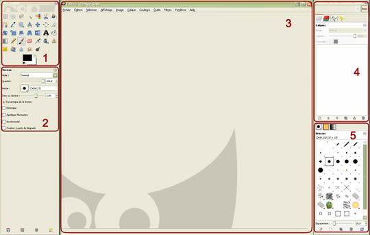L'interface de Gimp