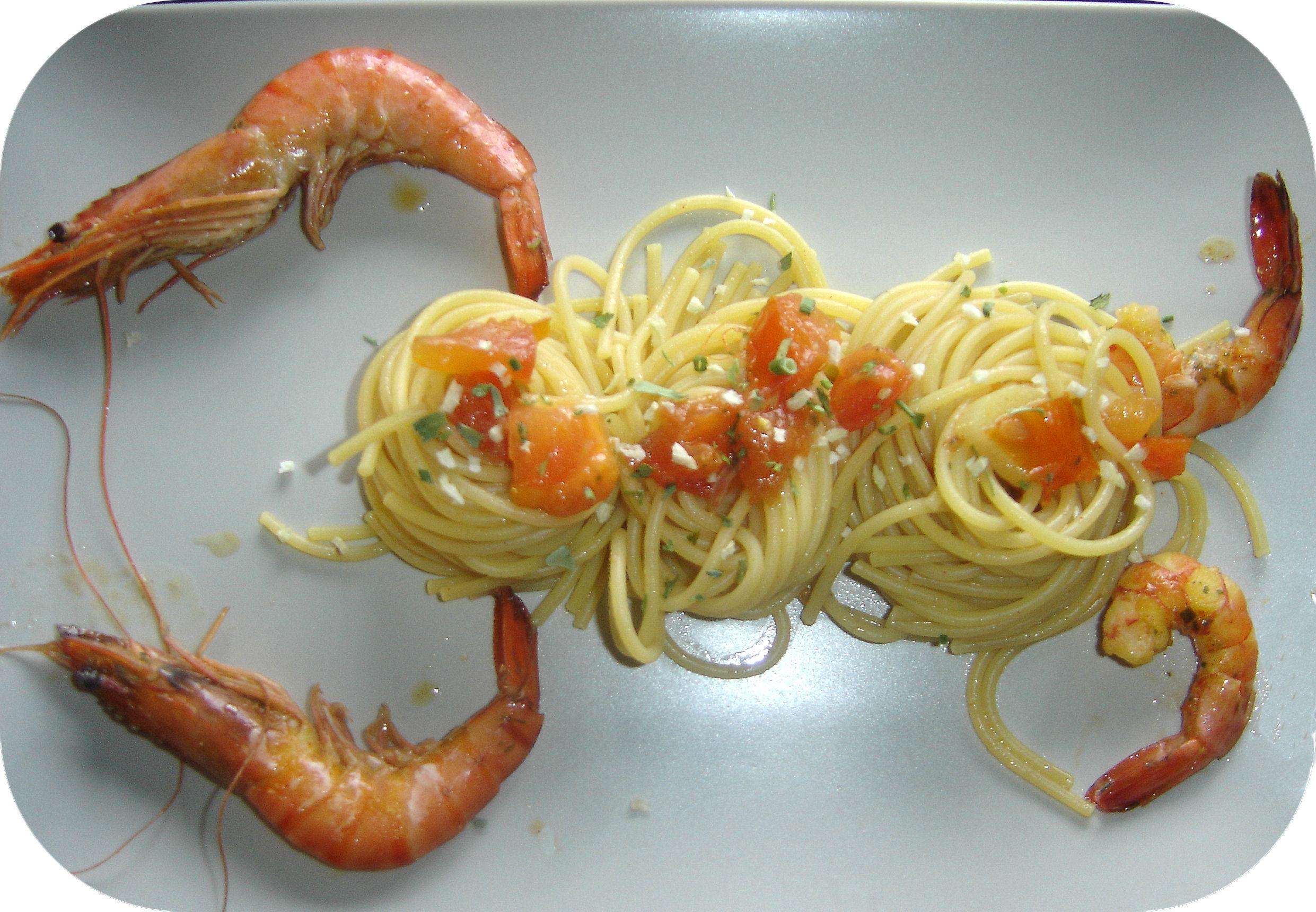 Spaghetti aux gambas