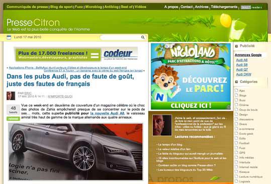 Presse citron en guerre contre les fautes de français dans les pubs Presse citron en guerre contre les fautes de français dans les pubs