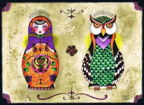 matriochka vs owl © Peggy Sue Peggy Sue