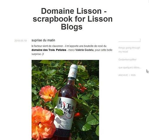 pas à la vigne, pas dans la cave?, pas au blog? où est passée la baladeuse de Lisson? scrapbook