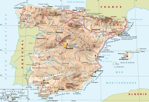 carte routière Espagne