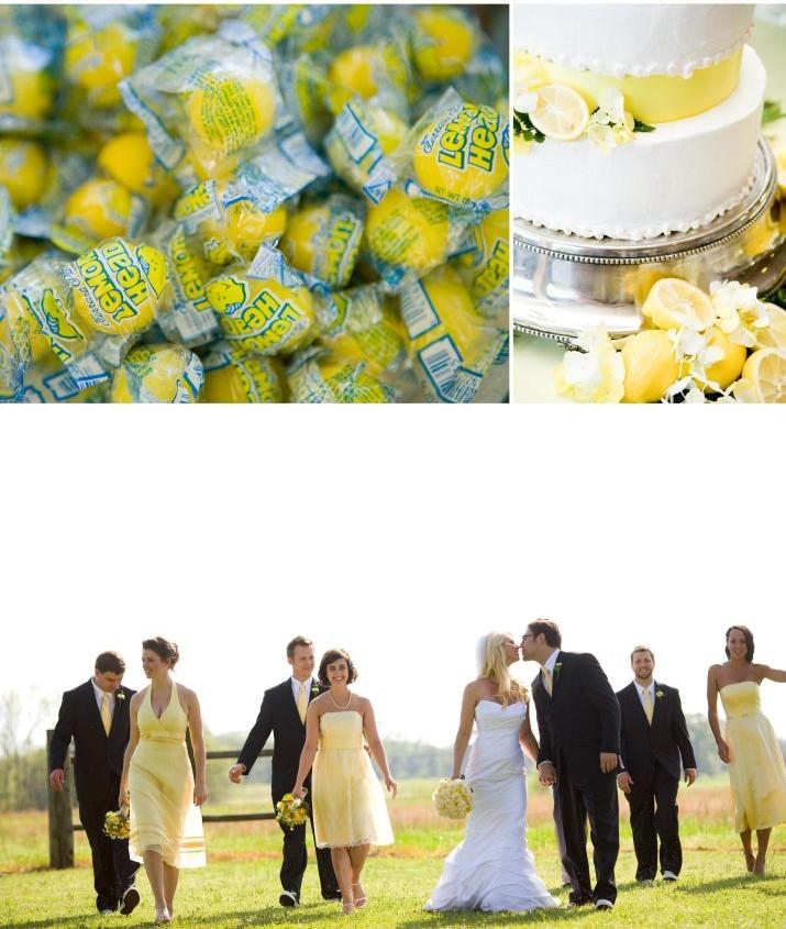 Vrai mariage jaune theme citron et bonbons