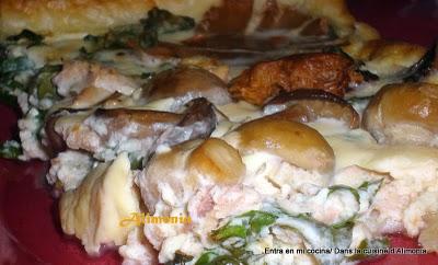Tarta  de setas y atun/ Tarte champignons-thon