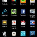 menu-app Android 2.2 Froyo, impressions et visuels
