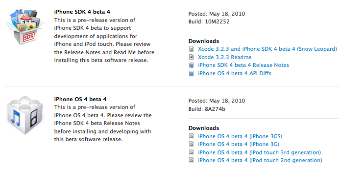 L’iPhone OS 4.0 beta 4 est disponible
