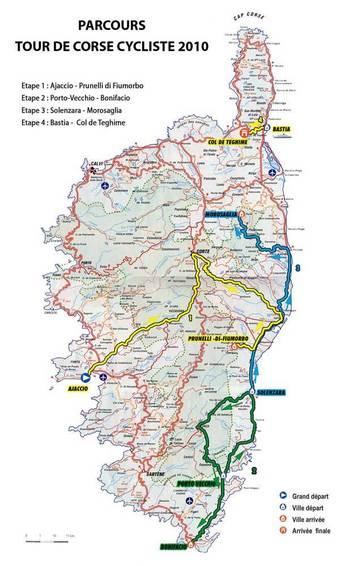Tour de Corse Cycliste 2010 de demain à samedi : Le programme et le parcours.