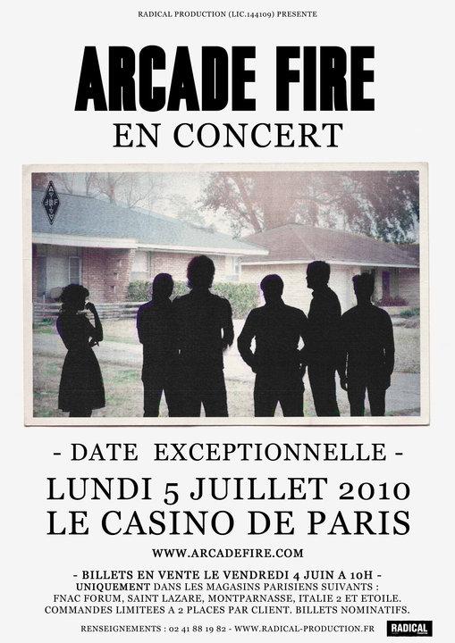 Arcade Fire le 5 Juillet au Casino de Paris!