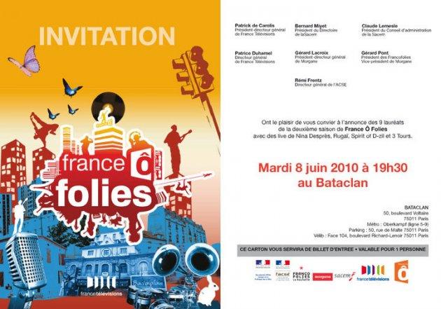 INVITATIONS à la soirée France Ô Folies – annonce des 9 lauréats