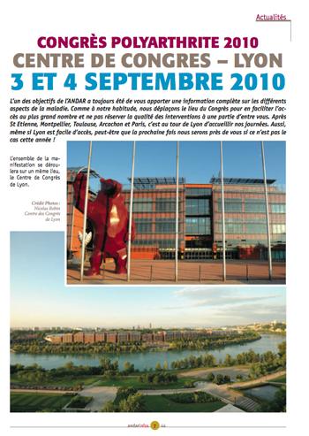 Congrès ANDAR Polyarthrite 2010, Lyon 3 et 4 septembre.