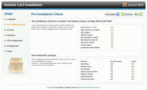 joomla 1 6 installer2 pre check 300x185 Nouveautés de Joomla 1.6   Howto dInstallation et Test