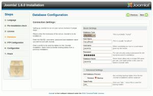 joomla 1 6 installer4 mysql database 300x188 Nouveautés de Joomla 1.6   Howto dInstallation et Test