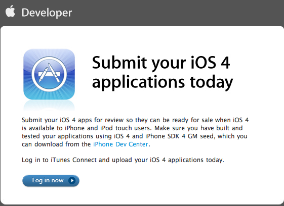 iOS4-submit Les développeurs peuvent soumettre leurs applications iOS4