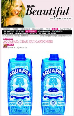 Aquapax, l'eau qui cartonne ! - BE.com- 14/07/2010 Aquapax, l'eau qui cartonne ! - BE.com- 14/07/2010