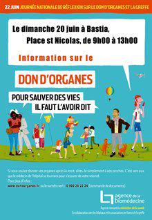 Journée de sensiblisation et d’information sur le don d’organes ce dimanche à Bastia