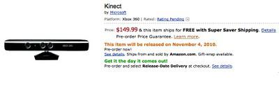 Le prix de Kinect dévoilé : 149$