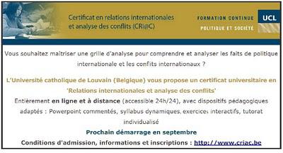 Certificat en relations internationales et analyse des conflits à l'UCL