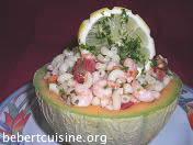 Soirée d’été Melon aux pâtes et aux crevettes