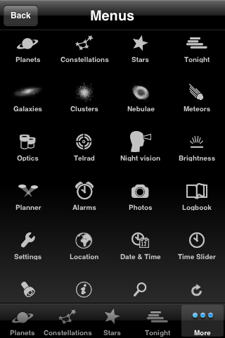 Menus dans StarMap Pro Menus dans StarMap Pro