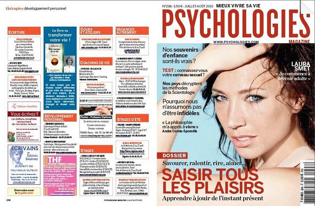 Publicité pour Dominique Lamari dans la publication française « Psychologies Magazine »