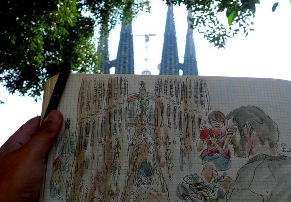 sketchcrawl #27.3 in barcelona sketching the sagrada familia