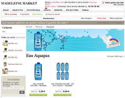 Aquapax enfin on-line sur Madeleine Market