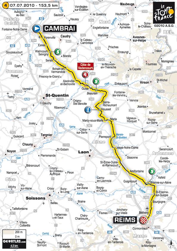 Tour de France 2010 - 4ème étape : Cambrai - Reims (153.5 km)