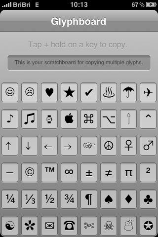 Glyphboard: Insérer des caractères spéciaux iPhone
