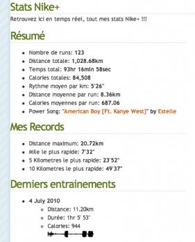 Nouvelle page ‘Nike+ Stats’