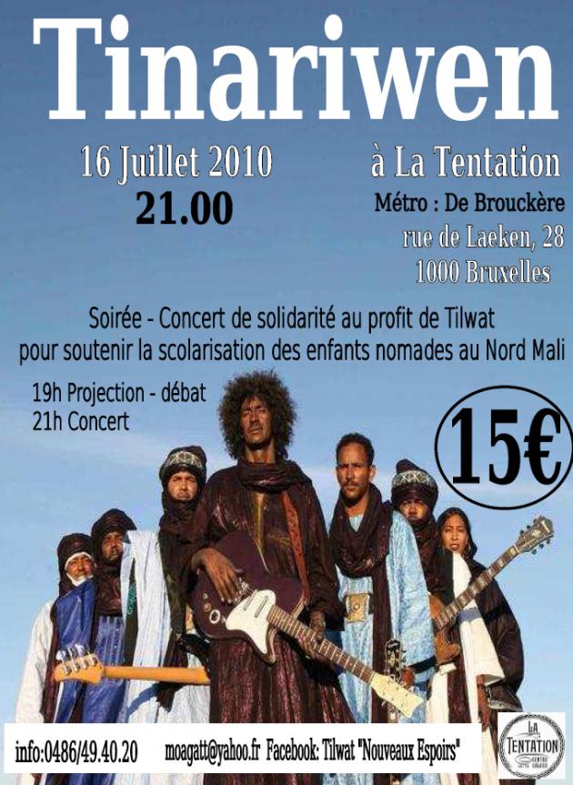 Concert de Tinariwen à Bruxelles: soirée de soutien à l’association Tilwat‏
