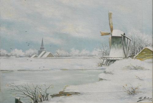 Aquarellistes belges du 19ème siècle - Partie 3- Paul Lauters - Henri Leys - Amédée Lynen -Jean-Baptiste Madou -Xavier Mellery - Charles Mertens -David Oyens - Pieter Oyens - Alphonse Pecquereau mertens-moulin-et-eglise-dans-la-pleine-eneigee.1278739233.jpg