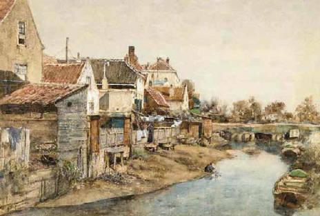 Aquarellistes belges du 19ème siècle - Partie 3- Paul Lauters - Henri Leys - Amédée Lynen -Jean-Baptiste Madou -Xavier Mellery - Charles Mertens -David Oyens - Pieter Oyens - Alphonse Pecquereau pecquereau-a-cote-dy-ruisseau.1278739641.jpg