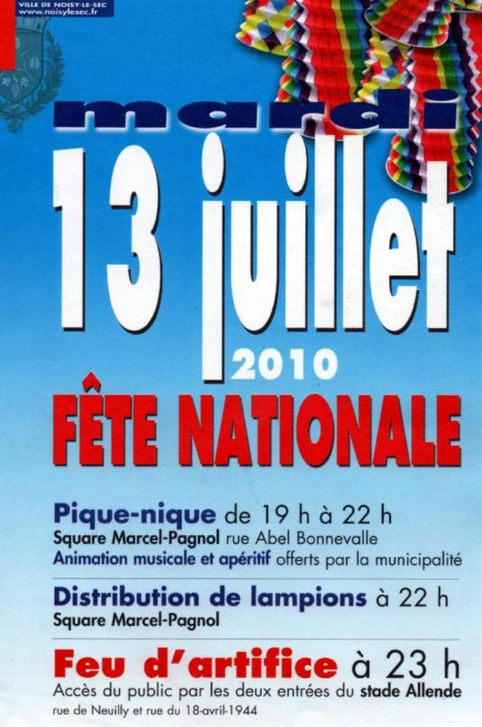 Fête Nationale : Festivités des 13 et 14 juillet à Noisy-le-Sec et aux alentours