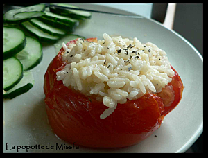 tomate farcie au riz et St Nectaire