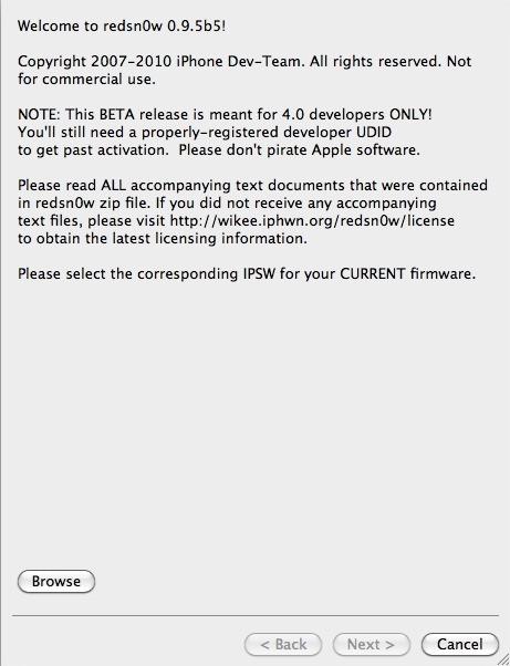 redsn0w095b5 Jailbreak iOS 4.1 betâ 1 iPhone 3G/iPod Touch 2G Non-MC avec redsn0w 0.9.5-5