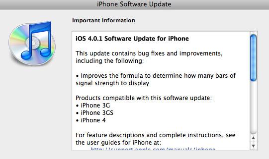iOS 4.0.1 pour l'iPhone iOS 4.0.1 pour l’iPhone et iOS 3.2.1 pour l’iPad
