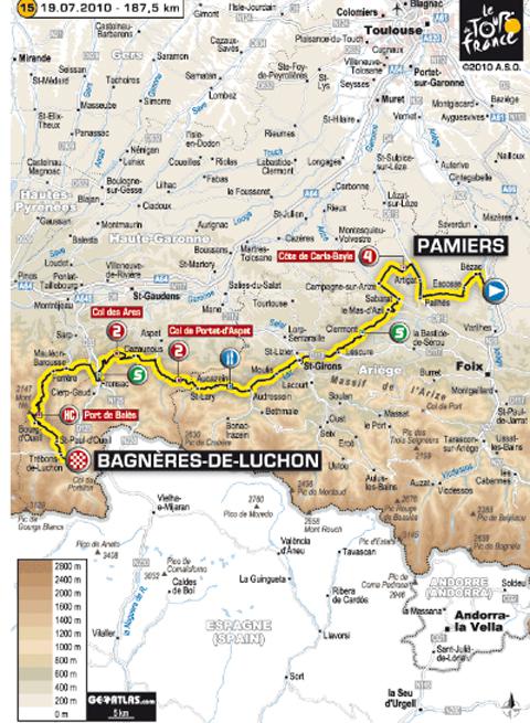 Tour de France 2010 ... Tout sur l'étape 15 du lundi 19 juillet 2010