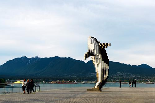 sculpture orque en pixels