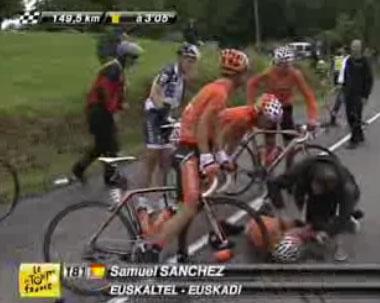 Tour de France 2010 : Chute sans gravité pour Sanchez !