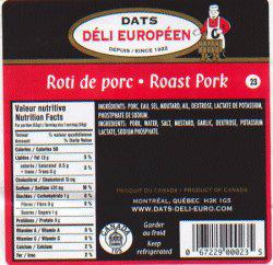 Dats Déli Européen - Roti de porc