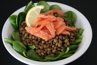 Blog de mes-envies :Mes envies, Salade de lentilles vertes citronnée au saumon fumé