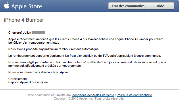 Bumper pour iPhone 4 : Apple rembourse déjà!