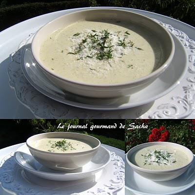 Velouté de courgettes au thym et parmesan ; Et pain de Pompéi Velouté de courgettes au thym et parmesan ; Et pain de Pompéi