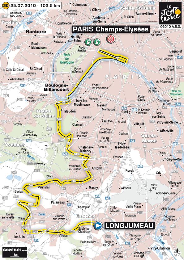 Tour de France 2010 - 20ème étape : Longjumeau - Paris Champs-Élysées (102,5km)