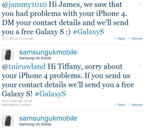 galaxys_vs_iphone4_twitter Samsung UK attaque Apple par un moyen plutôt…agressif