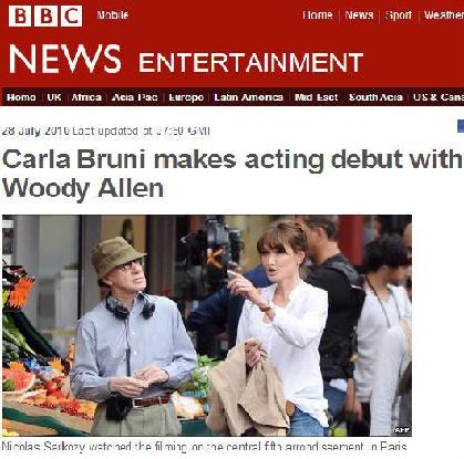 Carla Bruni-Sarkozy en tournage avec Woody Allen