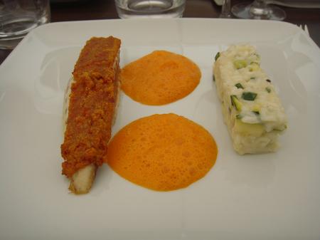 20100716 Atelier Guy Martin 11 daurade croute chorizo risotto courgette citron au sel jus piquillos (ChrisoScope) 20100716 Atelier Guy Martin 11 daurade croute chorizo risotto courgette citron au sel jus piquillos Cours de cuisine à lAtelier Guy Martin (ChrisoScope)