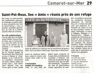 Retour sur l'hommage de Camaret-sur-Mer à Saint-Pol-Roux