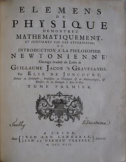 Bibliophilie et Sciences: Newton, Musschenbroek et s’Gravesande