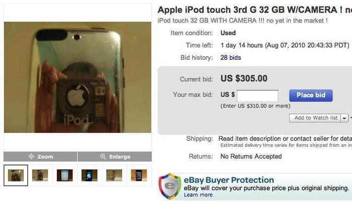 Un iPod Touch 3G Caméra en vente sur eBay...